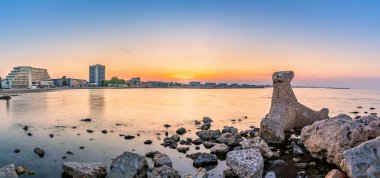 Mamaia beach resort panorama at sunset clipart