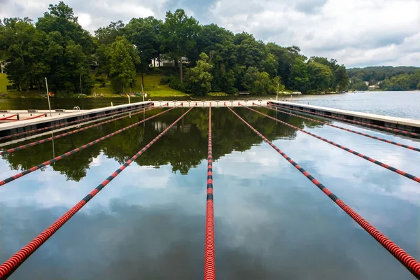 Swimming lanes on a lake — Stock Photo, Image