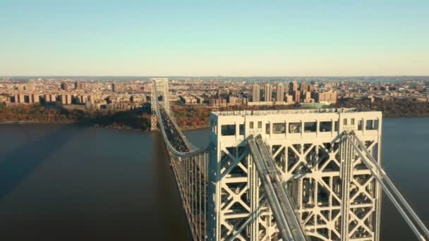 Aerial drone shot of George Washington Bridge — Stock Video