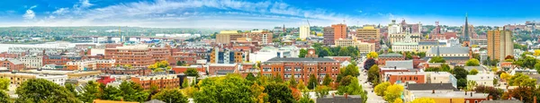 Luchtfoto Panorama Van Downtown Portland Maine Langs Congres Straat — Stockfoto