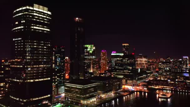 Jersey City Panorama v noci — Stock video