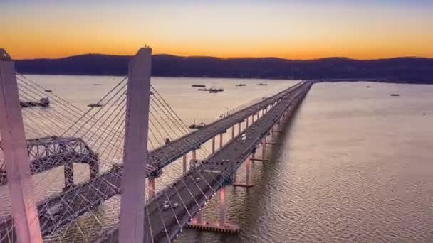 Hiperlapso aéreo da nova ponte Tappan Zee — Vídeo de Stock