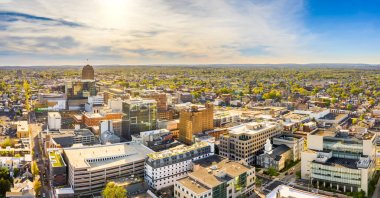 Aerial panorama of Allentown, Pennsylvania skyline clipart