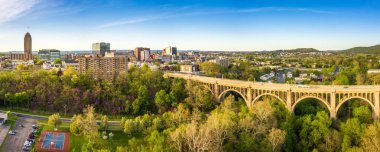 Aerial panorama of Allentown, Pennsylvania skyline clipart