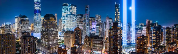 Drone view panorama of downtown New York City — Stock Photo, Image
