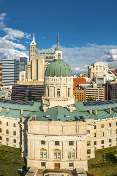 Indiana Statehouse, in Indianapolis on a sunny afternoon.