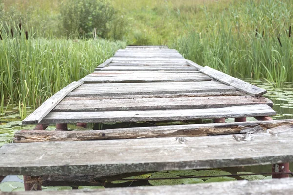 Old leaky bridge near the lake, background — Stock Photo, Image