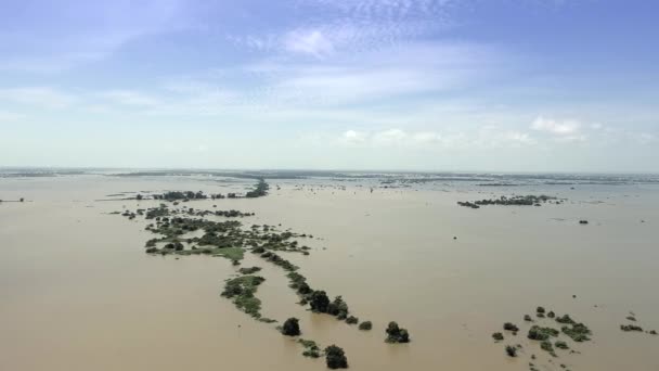 Воздушный Дрон Панорамный Снимок Затопленных Полей — стоковое видео