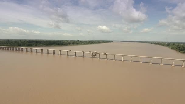 Aerial Drone Shot Fly Construction Site Bridge Finalize Work Several — Stock Video