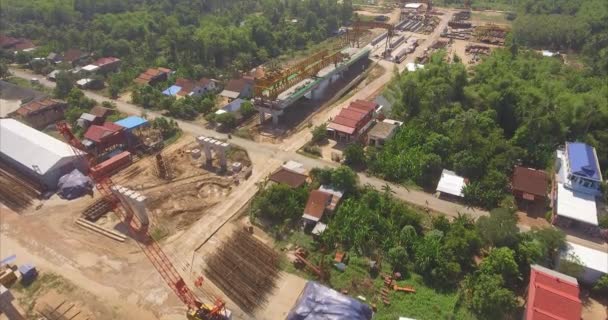 Drone Aérien Survolant Chantier Construction Construction Nouveau Pont — Video