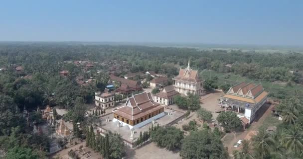 倾斜的空中镜头的传统宝塔周围的建筑物 — 图库视频影像