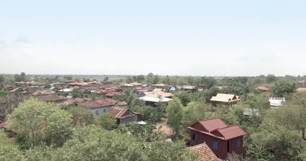 Luchtfoto Drone Schoot Fly Back Onthullen Een Asia Dorp Platteland — Stockvideo