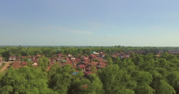Plan Aérien Drone Survoler Village Asiatique Entouré Champs — Video