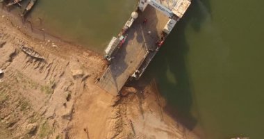 yolcu ve motosiklet hava statik görünümünü elde feribot tekne