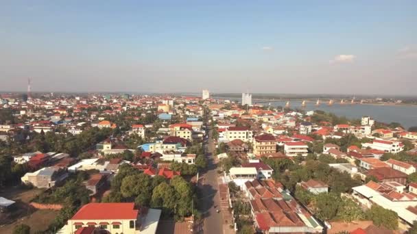 Havadan Görünümü Vurdu Geri Tipik Bir Asya Kasabası Nın Ana — Stok video