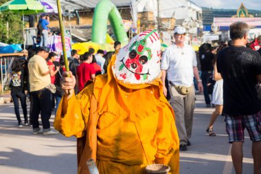 Dan Sai,: Loei, Thailand-18 Haziran 2018: Hayalet maske Phi Ta Khon Festival Haziran 18,2018 Dan Sai District, İl: Loei, Thailand.