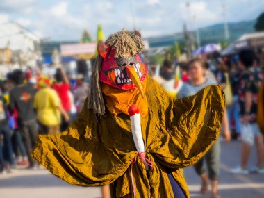Dan Sai,: Loei, Thailand-18 Haziran 2018: Hayalet maske Phi Ta Khon Festival Haziran 18,2018 Dan Sai District, İl: Loei, Thailand.