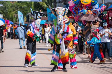 Dan Sai,: Loei, Thailand-18 Haziran 2018: Hayalet maske Phi Ta Khon Festival Haziran 18,2018 Dan Sai District, İl: Loei, Thailand.