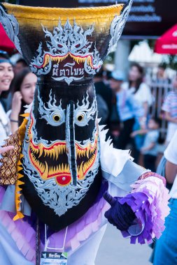 Dan Sai,: Loei, Thailand-18 Haziran 2018: Hayalet maske Phi Ta Khon Festival Haziran 18,2018 Dan Sai District, İl: Loei, Thailand.