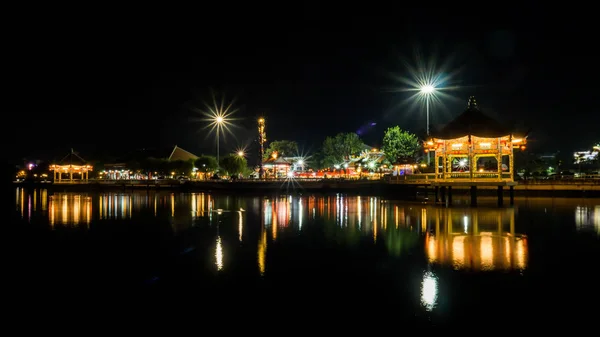 Pabellón Antiguo Chino Estanque Por Noche Udon Thani Tailandia —  Fotos de Stock