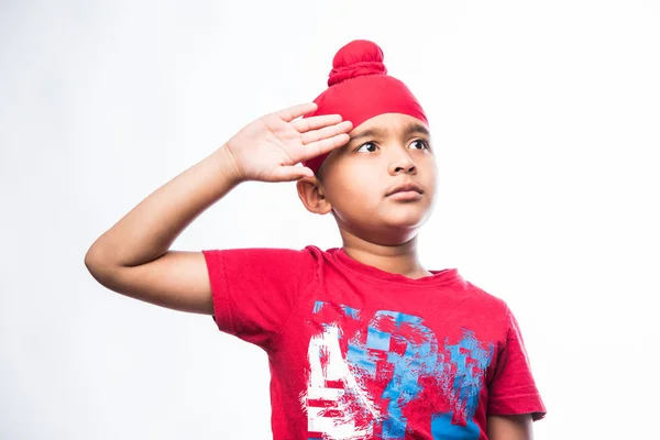 Portrait Indian Sikh Punjabi Little Boy Multiple Expressions Isolated White — Stock Photo, Image