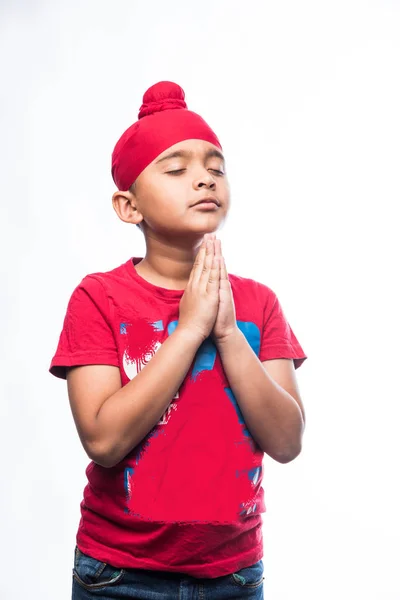 Portrait Indian Sikh Punjabi Little Boy Multiple Expressions Isolated White — Stock Photo, Image