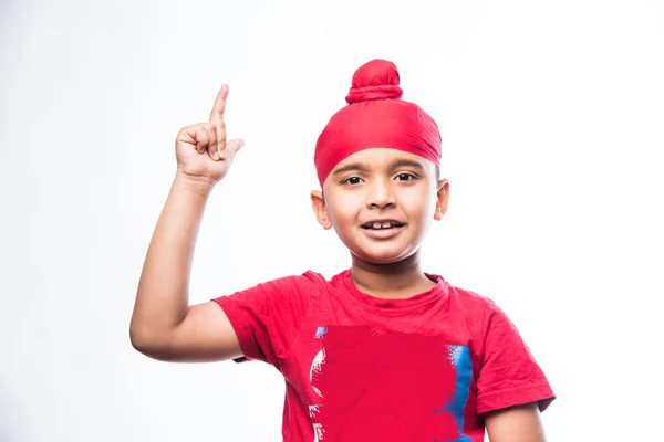 Portrait Indian Sikh Punjabi Little Boy Multiple Expressions Isolated White — Stock Photo, Image