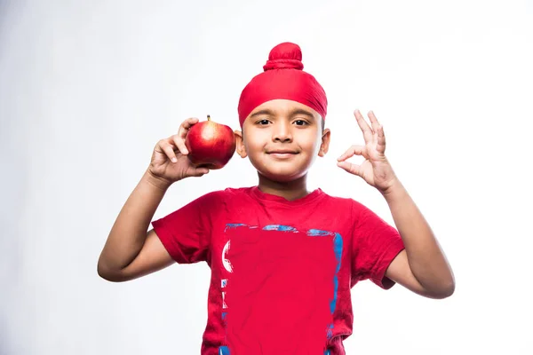 Portrait Indian Sikh Punjabi Little Boy Multiple Expressions Isolated White — Stock Photo, Image