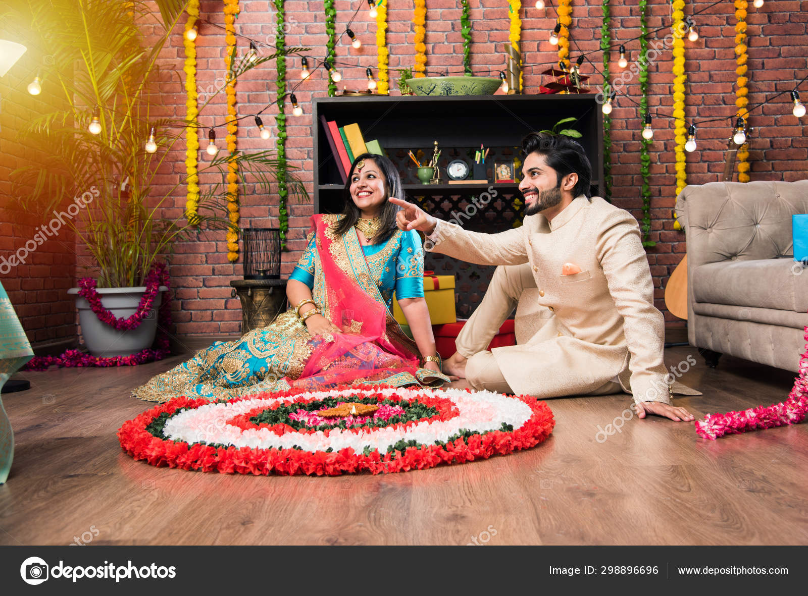 indian couple diwali Festival Romance Stock Photo - Alamy