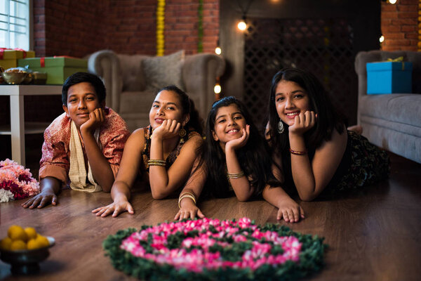Indian Kids Celebrating Diwali Deepawali Bhai Dooj Rakhi Raksha Bandhan Stock Image
