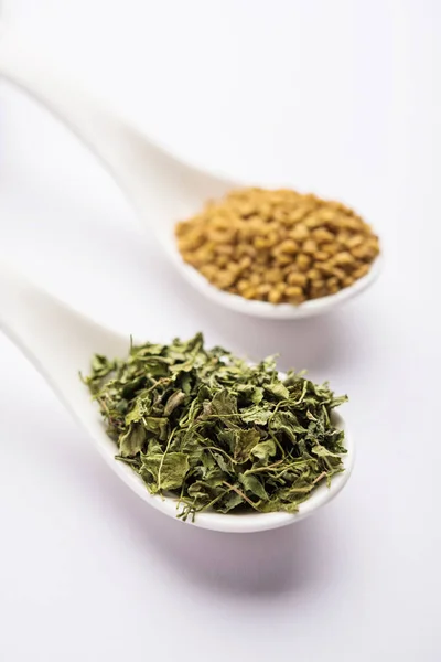 Kasuri Methi Kasoori Methi Trigonella Foenum Graecum 알려진 Fenugreek — 스톡 사진