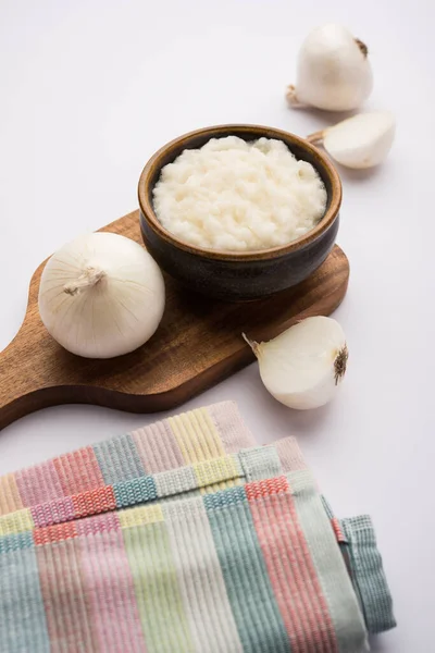 White Onion Puree Safed Pyaj Paste Important Food Ingradient — Stock Photo, Image