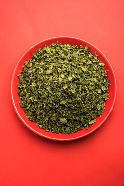 Kasoori Methi Also Known Kasuri Methi Dried Fenugreek Leaves — Stock Photo, Image