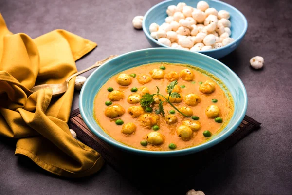 Phool Makhana Matar Soße Sabzi Oder Lotus Seeds Erbsen Curry — Stockfoto