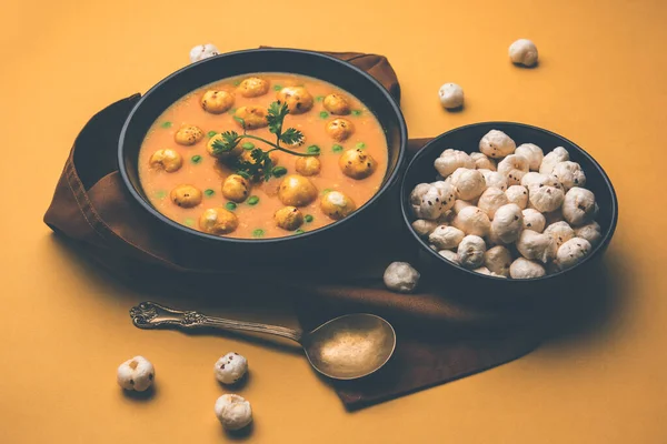 Phool Makhana Matar Soße Sabzi Oder Lotus Seeds Erbsen Curry — Stockfoto