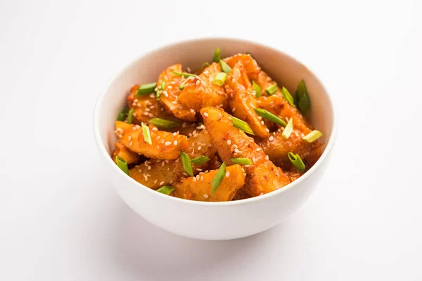 Crispy Honey Chilli Las Papas Son Snack Súper Adictivo Cocina — Foto de Stock