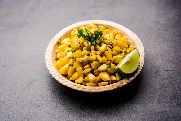 Spicy Masala Sweet Corn Saboroso Lanche Indiano Beira Estrada Que — Fotografia de Stock