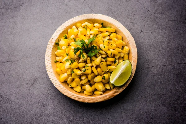 Spicy Masala Sweet Corn Saboroso Lanche Indiano Beira Estrada Que — Fotografia de Stock