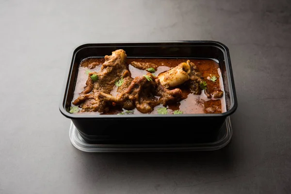 Online Lieferung Von Lebensmitteln Hammelfleisch Gosht Masala Indisches Lamm Rogan — Stockfoto