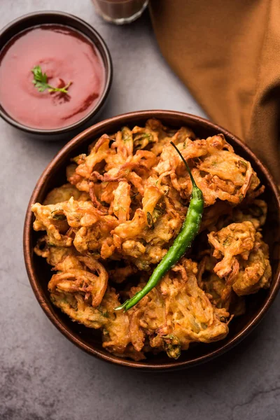 Pakora Cebolla Frita Pyaj Pakoda También Conocido Como Crispy Kanda —  Fotos de Stock