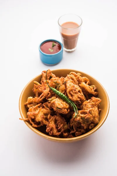 Cebola Frita Pakora Pyaj Pakoda Também Conhecido Como Crocante Kanda — Fotografia de Stock