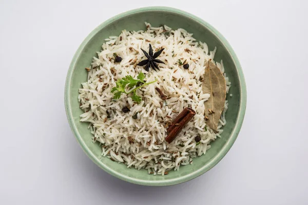 Kimyon Pilavı Jeera Rice Temel Baharatlı Basmati Pilavı Kullanılarak Yapılan — Stok fotoğraf