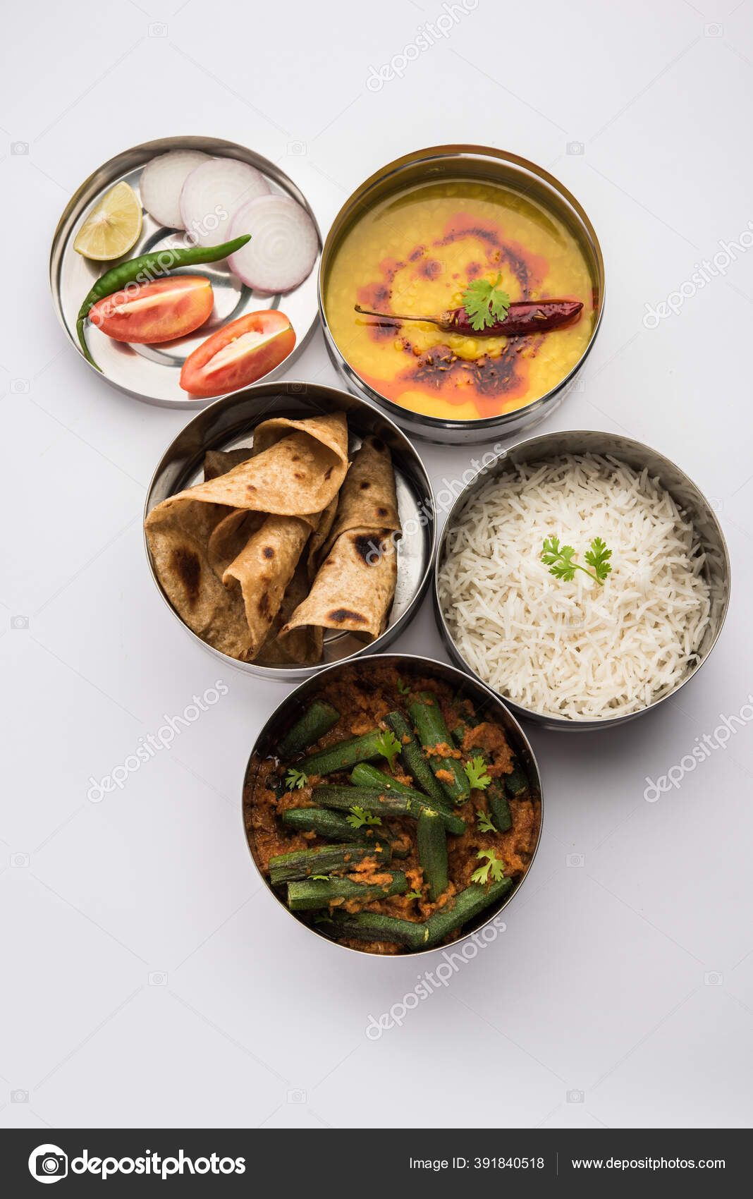 Indian Vegetarian Lunch Box Tiffin Made Stainless Steel Office