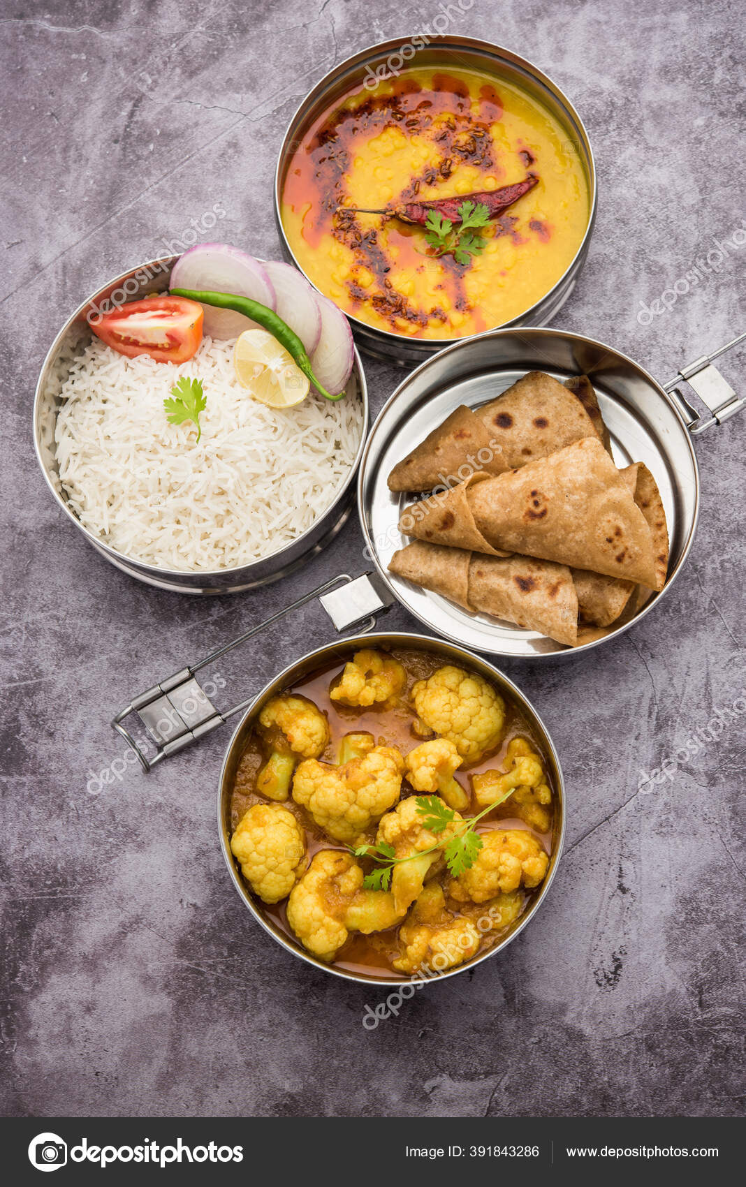 Indian Vegetarian Lunch Box Tiffin Made Stainless Steel Office