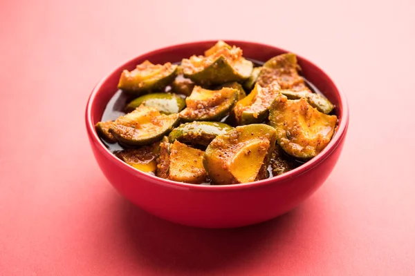 Homemade Mango Pickle Aam Achar Bowl Selective Focus — Stock Photo, Image