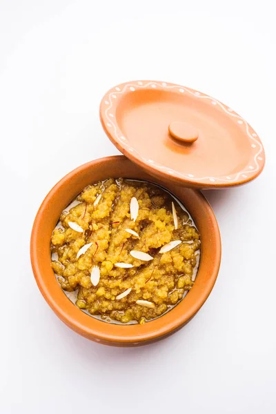 Moong Dal Halwa Clásico Plato Dulce Indio Hecho Con Lentejas — Foto de Stock