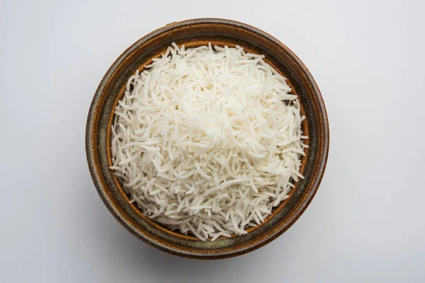 Long Basmati Rýže Vařené Formě Indické Hlavní Jídlo Podávané Misce — Stock fotografie