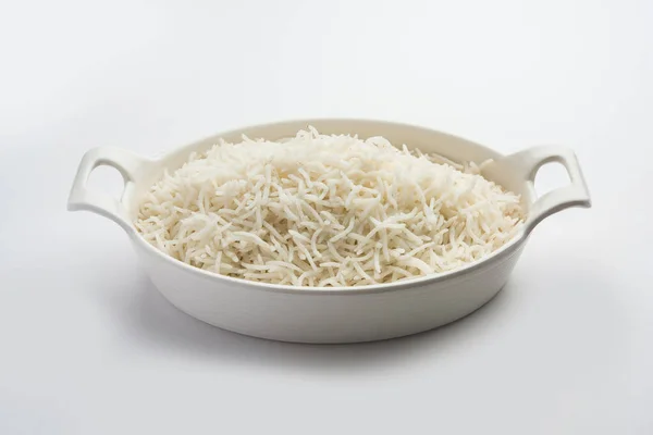 Arroz Basmati Largo Forma Cocida Plato Principal Indio Servido Tazón —  Fotos de Stock