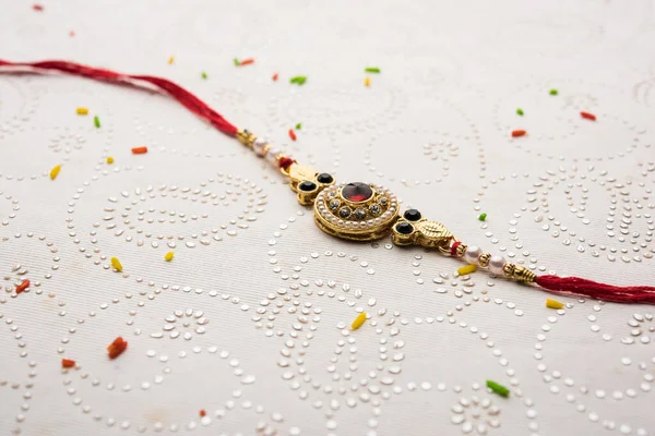 Rakhi Raakhi Tervező Vagy Karszalag Indiai Fesztiválhoz Raksha Bandhan Dekoratív — Stock Fotó