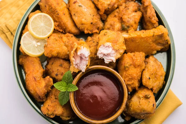 Chicken Pakora Pakoda Fritters Popular Indian Snack Which Boneless Chicken — Stock Photo, Image